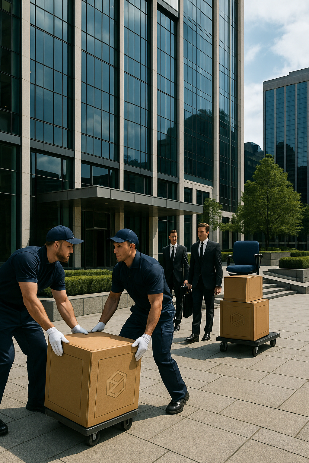 Corporate campus with landscaped courtyard and walkways